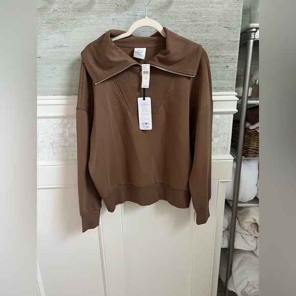 NWT new medium Anthropologie Varley Catherine half zip sweatshirt cedar brown - Picture 3 of 17